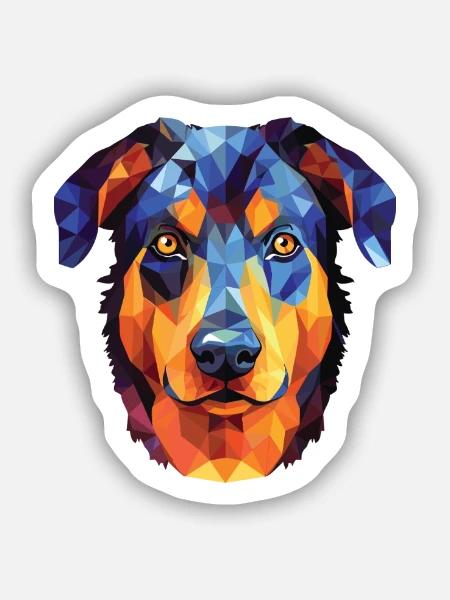 Beauceron Hunderasse Aquarell Glas Illustration - Sticker Größe S (10 x 10 cm) - Mattweiß