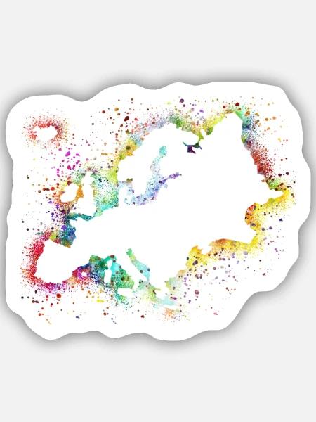 Europa Aquarell - Sticker Größe S (10 x 10 cm) - Mattweiß