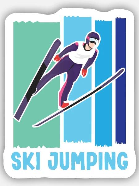 Ski Springen Skispringen - Sticker Größe S (10 x 10 cm) - Mattweiß