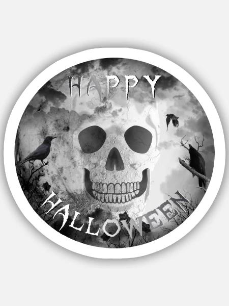halloween skull crows - Sticker Größe S (10 x 10 cm) - Mattweiß