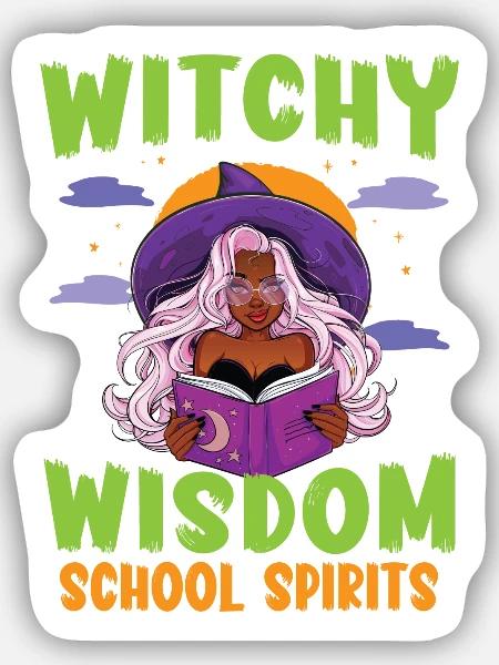 Hexige Weisheit Schulgeister Lehrer Halloween - Sticker Größe S (10 x 10 cm) - Mattweiß