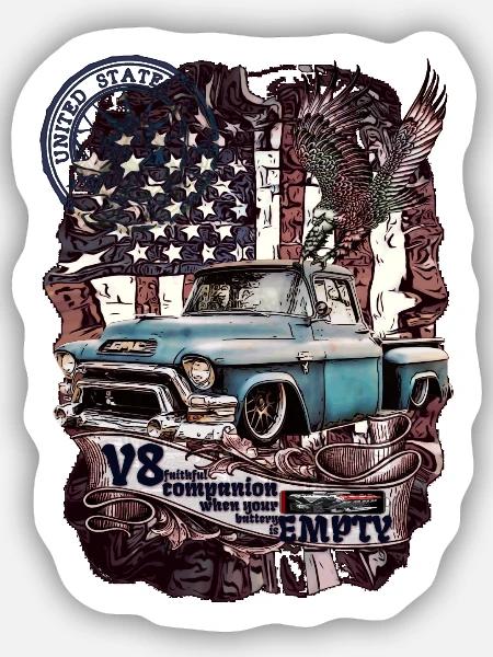 Americana V8 Truck Eagle Motif - Sticker Größe S (10 x 10 cm) - Mattweiß