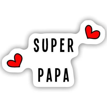 SUPER PAPA. PAPA - Sticker Größe S (10 x 10 cm) - Mattweiß - Vorne