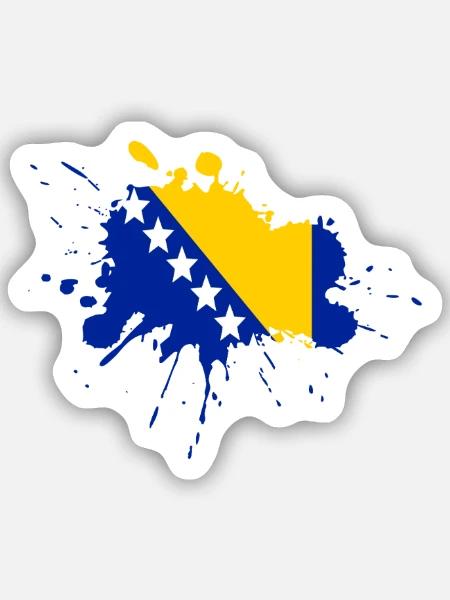 Bosnien Flagge Fleckendesign - Sticker Größe S (10 x 10 cm) - Mattweiß