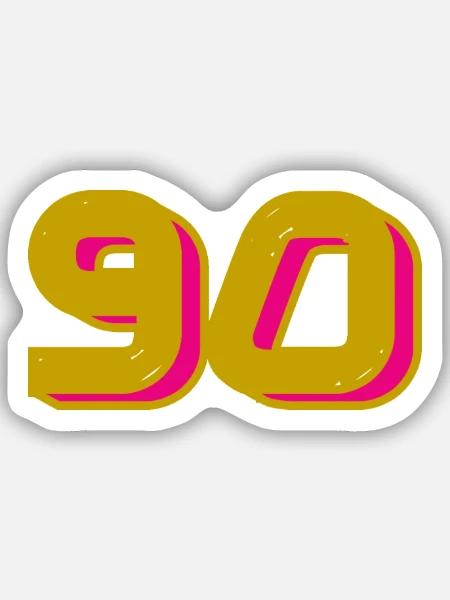 90. 90 ANS. 90e ANNIVERSAIRE. ANNIVERSAIRE 90 ANS. - Sticker taille S (10 x 10 cm) - blanc mat