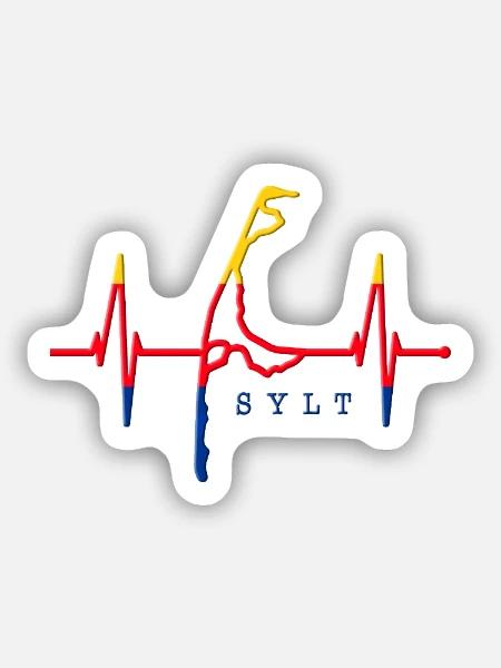 Sylt Skyline Nordsee Herzschlag Nordfriesen Sylter - Sticker Größe S (10 x 10 cm) - Mattweiß