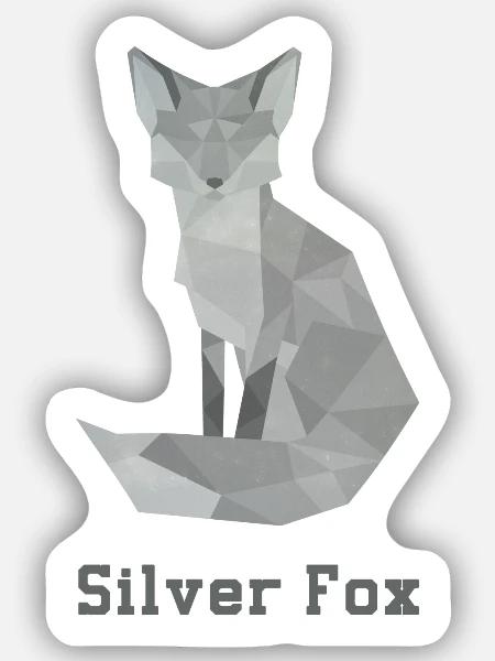 Silber Fuchs, abstakt - Sticker Größe S (10 x 10 cm) - Mattweiß