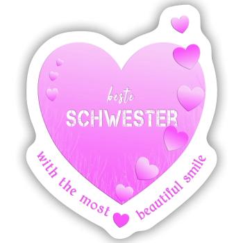 beste Schwester - Sticker Größe S (10 x 10 cm) - Mattweiß - Vorne