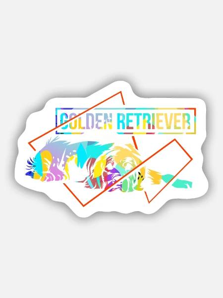 Froher Golden Retriever Apportierhund - Sticker Größe S (10 x 10 cm) - Mattweiß