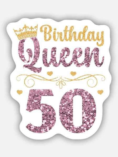 50.Geburtstag Königin Fünfzig Jahre Fünfzig - Sticker Größe S (10 x 10 cm) - Mattweiß
