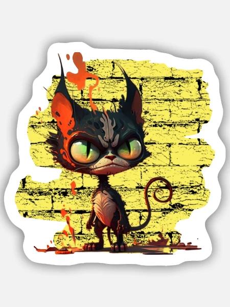 Lustige Katze - Sticker Größe S (10 x 10 cm) - Mattweiß