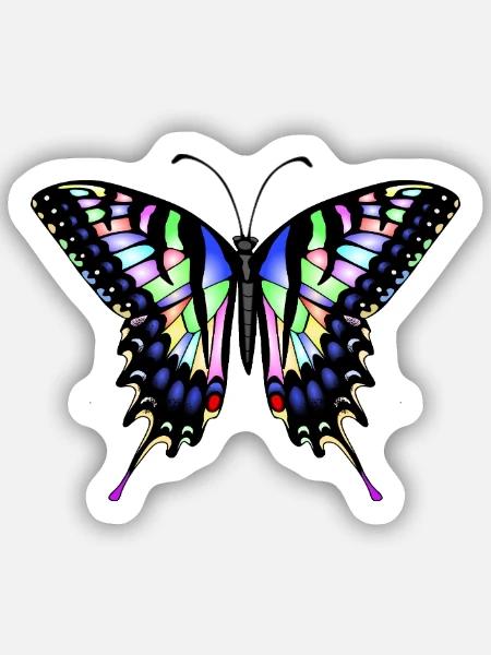 Schwalbenschwanz Schmetterling - Sticker Größe S (10 x 10 cm) - Mattweiß