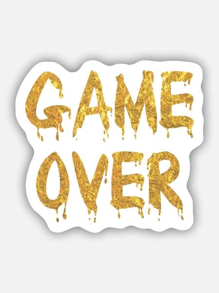 Game Over Gold Graffiti - Sticker Größe S (10 x 10 cm) - Mattweiß