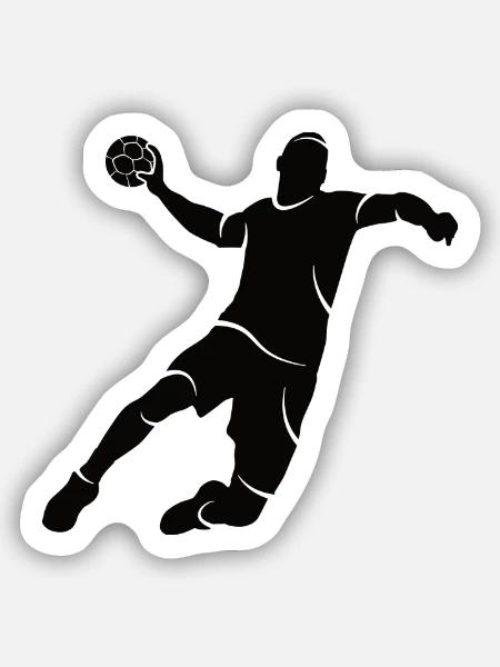 Handballspieler Handball Silhouette Handballer - Sticker Größe S (10 x 10 cm) - Mattweiß