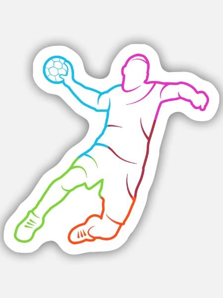 Handballer Handball Spieler bunt Handballspieler - Sticker Größe S (10 x 10 cm) - Mattweiß
