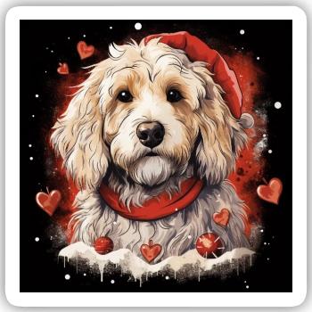 Weihnachts-Doodle mit Nikolausmütze - Sticker Größe S (10 x 10 cm) - Mattweiß - Vorne