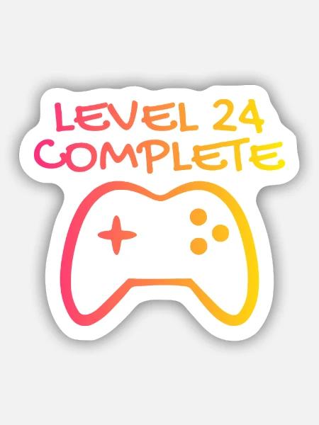 24 Geburtstag Level 24 Complete Geschenk - Sticker Größe S (10 x 10 cm) - Mattweiß