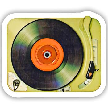 Plattenspieler - Sticker Größe S (10 x 10 cm) - Mattweiß - Vorne