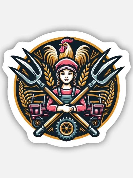 Mädchen vom Dorf Logo - Sticker Größe S (10 x 10 cm) - Mattweiß