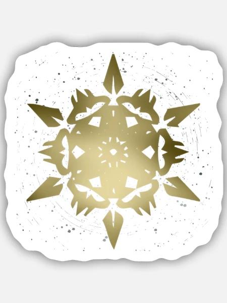 Goldene Mandala Schneeflocke - Sticker Größe S (10 x 10 cm) - Mattweiß