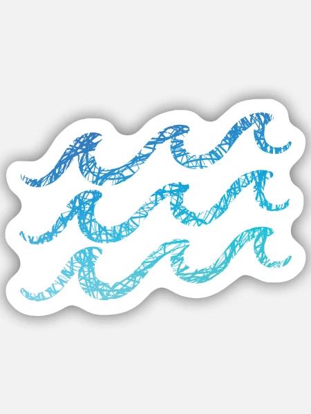 Wellen Kritzelei Farben Welle Segler Surf - Sticker Größe S (10 x 10 cm) - Mattweiß