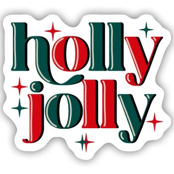 Holly Jolly Xmas - Sticker Größe S (10 x 10 cm) - Mattweiß - Vorne
