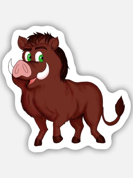 Freches Wildschwein - Sticker Größe S (10 x 10 cm) - Mattweiß