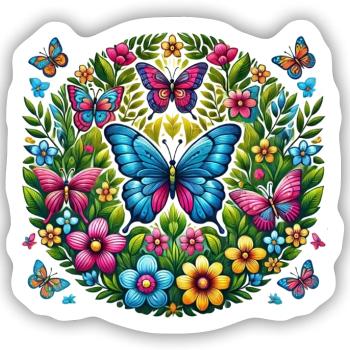 Papillons 2 - Sticker taille S (10 x 10 cm) - blanc mat - Devant