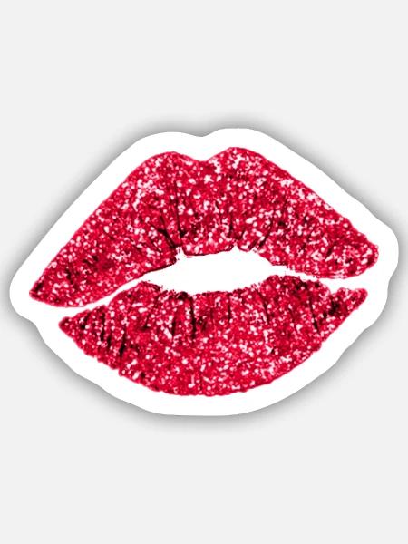 Gesichtsmaske Sticker Pink Glitzer - Sticker Größe S (10 x 10 cm) - Mattweiß