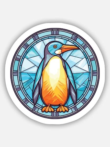 Pinguin bunte Aquarell-Tier-Illustration - Sticker Größe S (10 x 10 cm) - Mattweiß
