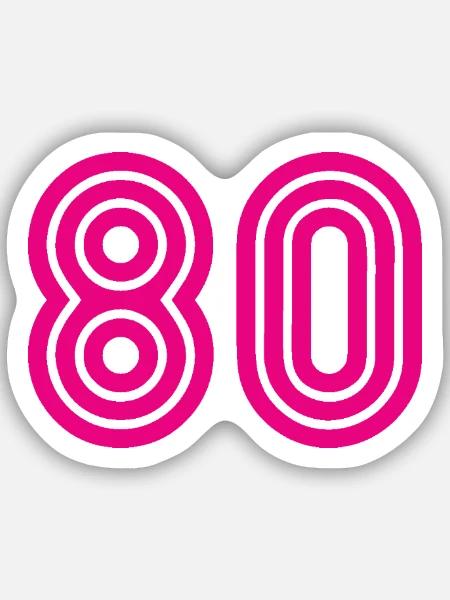 80. 80 JAHRE. 80-JÄHRIGES JUBILÄUM. 80. GEBURTSTAG. - Sticker Größe S (10 x 10 cm) - Mattweiß