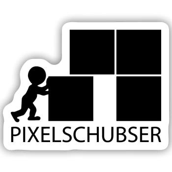 Pixelschubser und stolz darauf! - Sticker Größe S (10 x 10 cm) - Mattweiß - Vorne