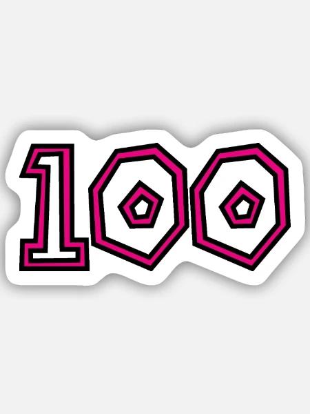 100. 100 ANS. 100e ANNIVERSAIRE. ANNIVERSAIRE 1001 - Sticker taille S (10 x 10 cm) - blanc mat