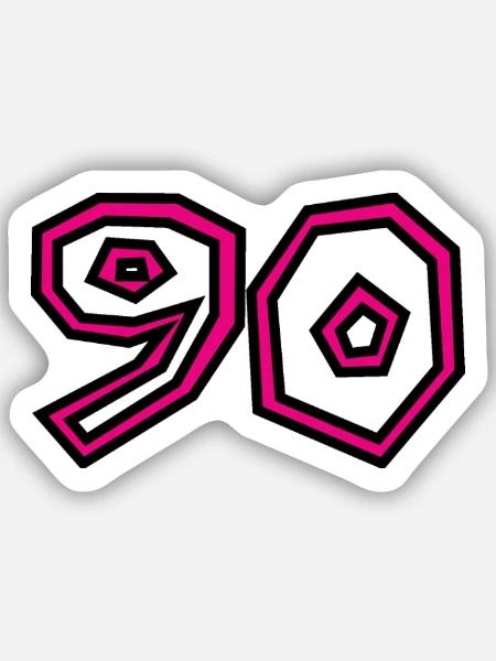 90. 90 ANS. 90e ANNIVERSAIRE. ANNIVERSAIRE 90 ANS. - Sticker taille S (10 x 10 cm) - blanc mat
