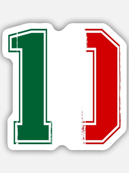 Italien Flagge Nummer 10 - Sticker Größe S (10 x 10 cm) - Mattweiß