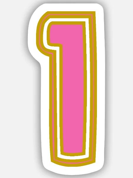 1. 1 AN. 1er ANNIVERSAIRE. ANNIVERSAIRE 1 AN - Sticker taille S (10 x 10 cm) - blanc mat