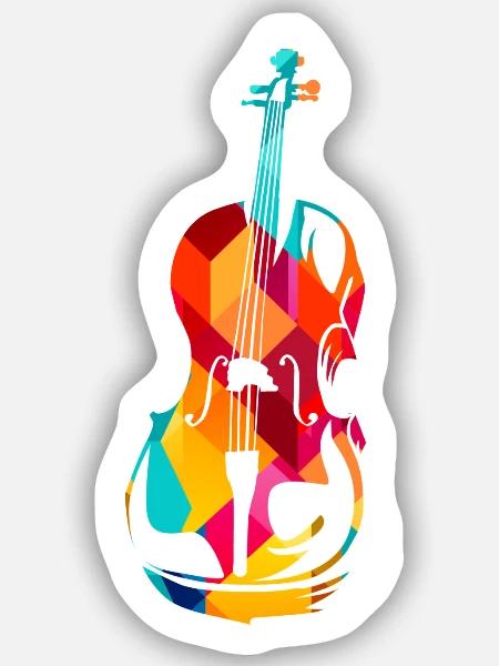 Polygonaler Cellist Konzertsaal - Sticker Größe S (10 x 10 cm) - Mattweiß