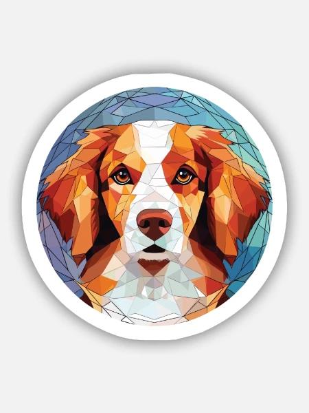 Kooikerhondje Hunderasse Aquarell Illustration - Sticker Größe S (10 x 10 cm) - Mattweiß
