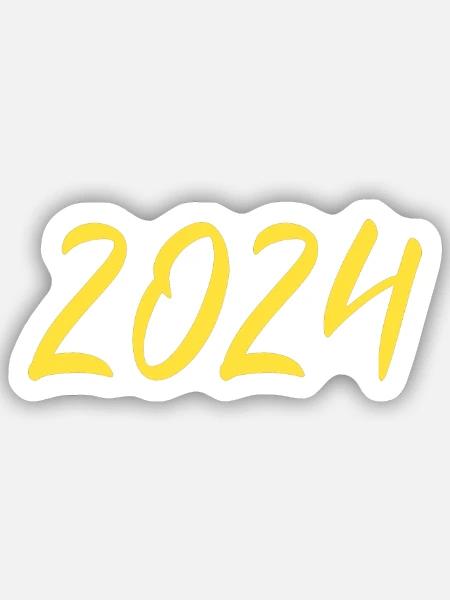 2024 Silvester Neujahr gelb - Sticker Größe S (10 x 10 cm) - Mattweiß