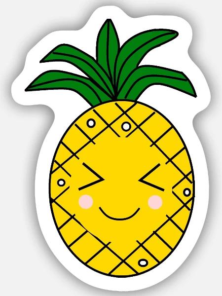 Kawaii Ananas-Tropenfrüchte-Geschenk - Sticker Größe S (10 x 10 cm) - Mattweiß