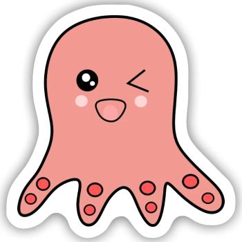 Oktopus Meerestiere - Sticker Größe S (10 x 10 cm) - Mattweiß - Vorne