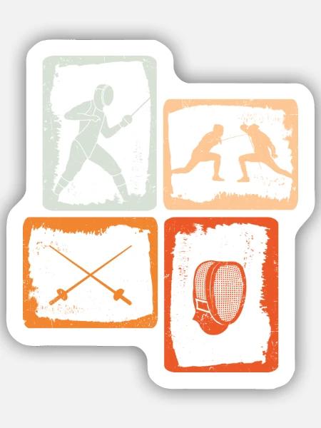 Fechten Fechtkampf Fechtsport Kinder Fechter - Sticker Größe S (10 x 10 cm) - Mattweiß