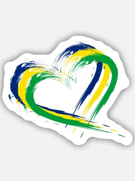 Herz Bürste Flagge Brasilien Fahne Farben Vektor - Sticker Größe S (10 x 10 cm) - Mattweiß