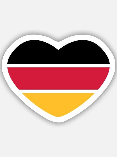 Herz 3farbig - Schwarz Rot Gold - Deutschland - Sticker Größe S (10 x 10 cm) - Mattweiß