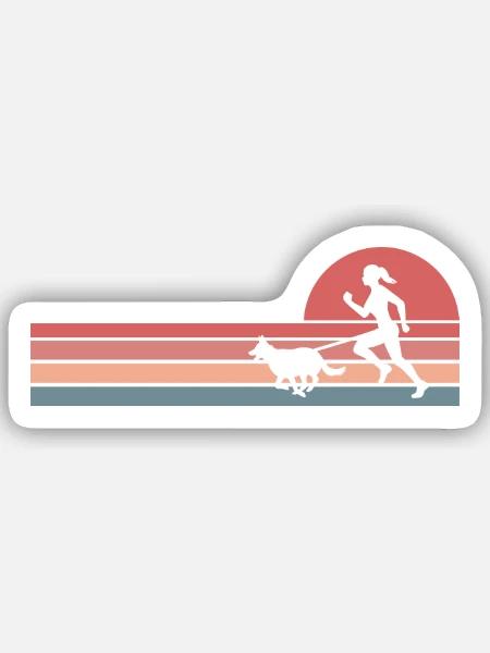 Canicross Lauf mit Hund Canicross Läuferin - Sticker Größe S (10 x 10 cm) - Mattweiß