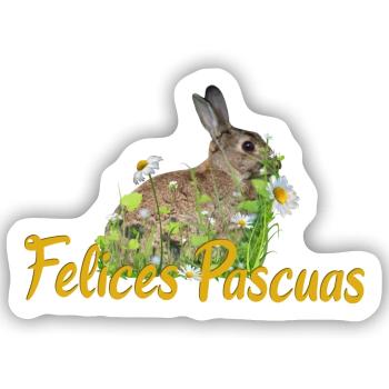 felices pascuas Frohe Ostern - Sticker Größe S (10 x 10 cm) - Mattweiß - Vorne