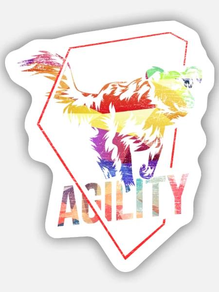 Dynamischer Agility Hundesportler - Sticker Größe S (10 x 10 cm) - Mattweiß