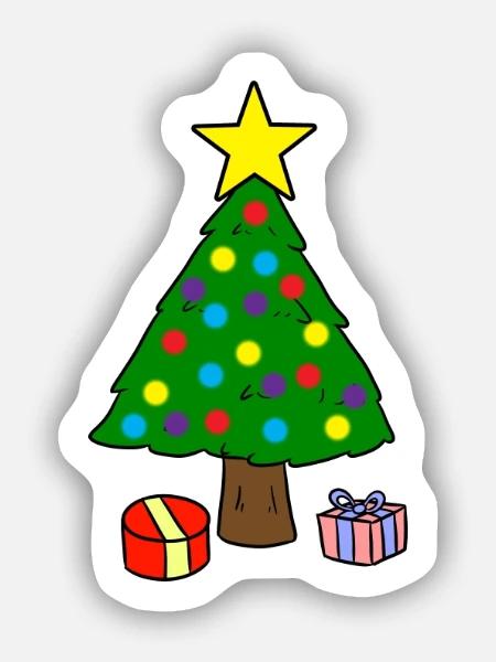 Weihnachtsbaum - Sticker Größe S (10 x 10 cm) - Mattweiß
