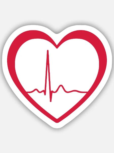 Ligne ECG du battement cardiaque Vecteur d’ondes d’impulsion médicale - Sticker taille S (10 x 10 cm) - blanc mat