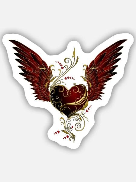 Herz mit Flügel - Sticker Größe S (10 x 10 cm) - Mattweiß